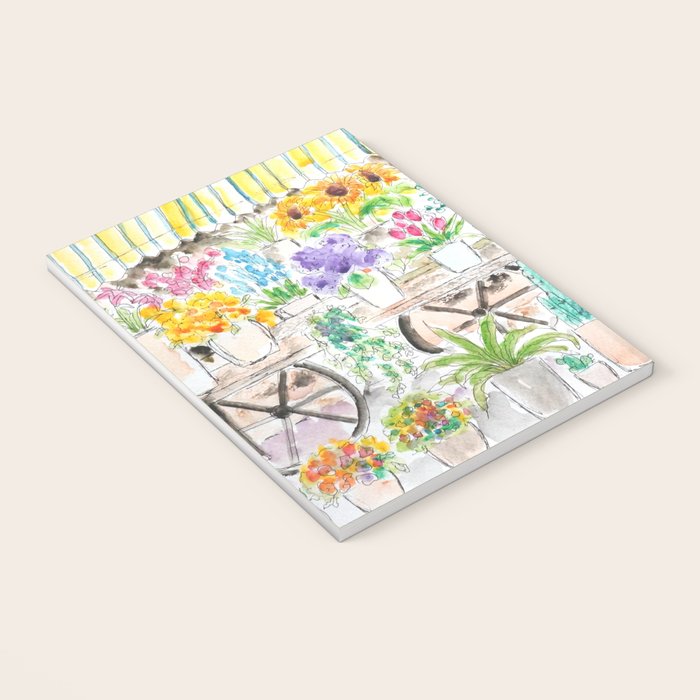 cheerful flower shop and a cat watercolor  Notebook Gallery Image 3