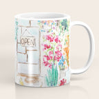 cheerful flower shop and a cat watercolor  Coffee Mug Gallery Image 1