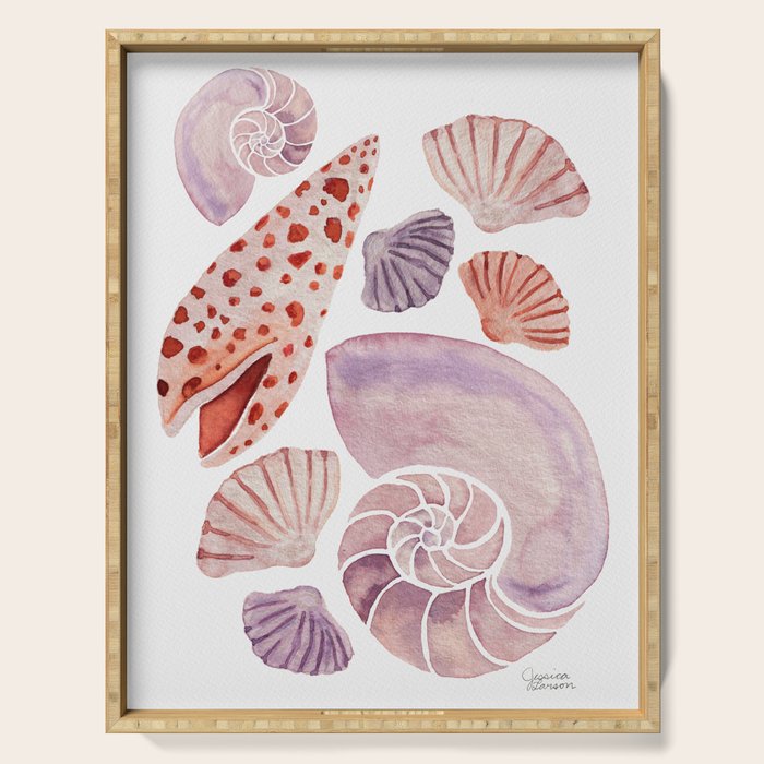 Watercolor Seashells Serving Tray Gallery Image 1