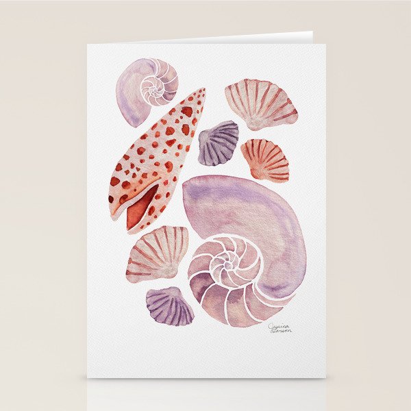 Watercolor Seashells Stationery Card Gallery Image 2