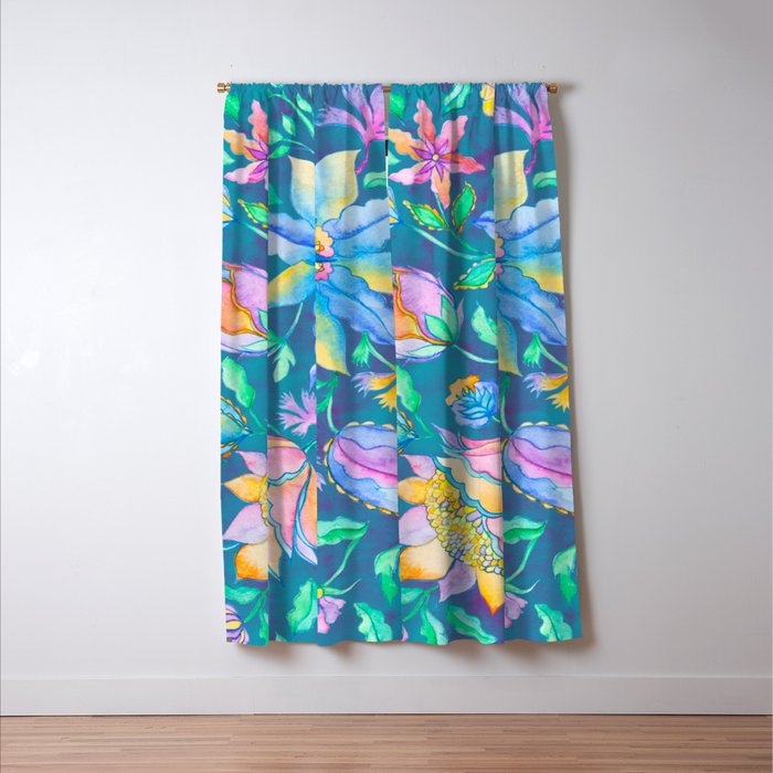 Beautiful Exotic Paisley Summer Floral Window Curtain Gallery Image 3