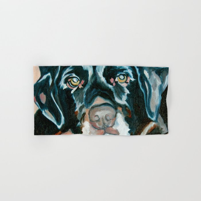 Daisy the Black Lab Dog Portrait Bath Towel Gallery Image 1