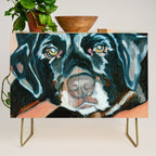 Daisy the Black Lab Dog Portrait Credenza Gallery Image 1