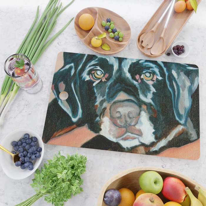 Daisy the Black Lab Dog Portrait Cutting Board Gallery Image 2