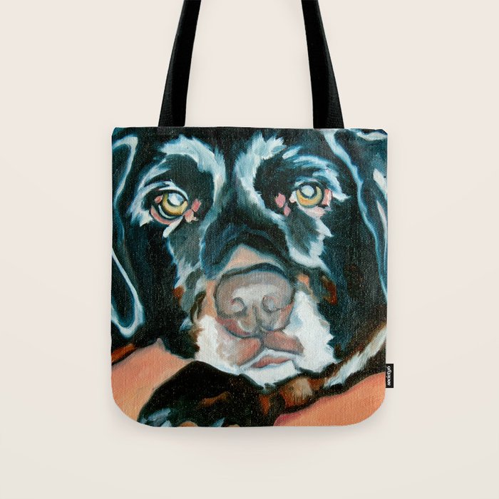 Daisy the Black Lab Dog Portrait Tote Bag Gallery Image 1