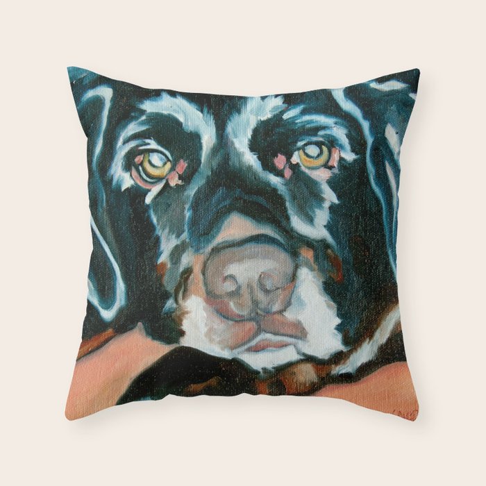 Daisy the Black Lab Dog Portrait Throw Pillow Gallery Image 6