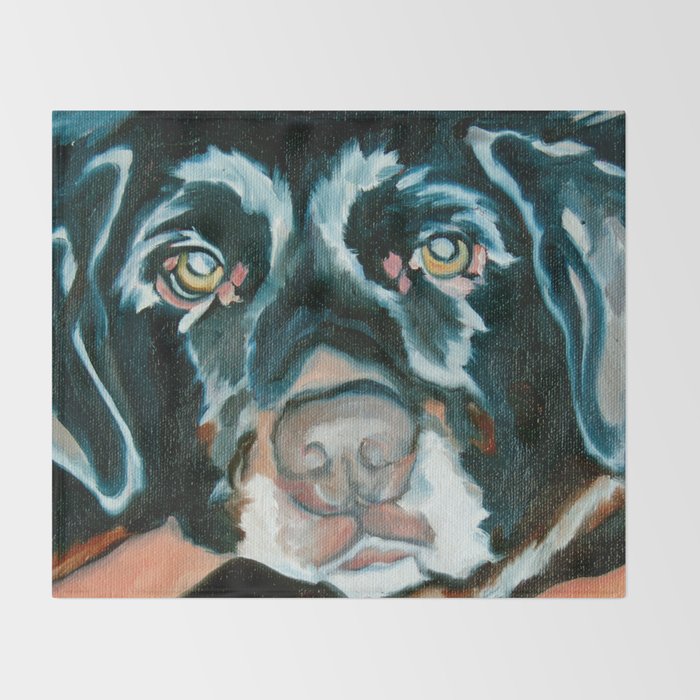 Daisy the Black Lab Dog Portrait Throw Blanket Gallery Image 2