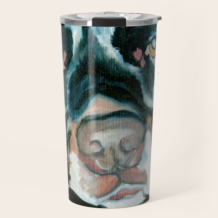 Daisy the Black Lab Dog Portrait Travel Mug Gallery Image 1