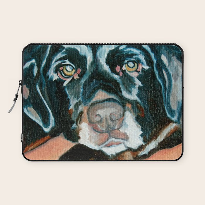 Daisy the Black Lab Dog Portrait Laptop Sleeve Gallery Image 1