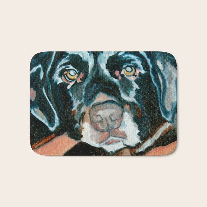 Daisy the Black Lab Dog Portrait Bath Mat Gallery Image 1