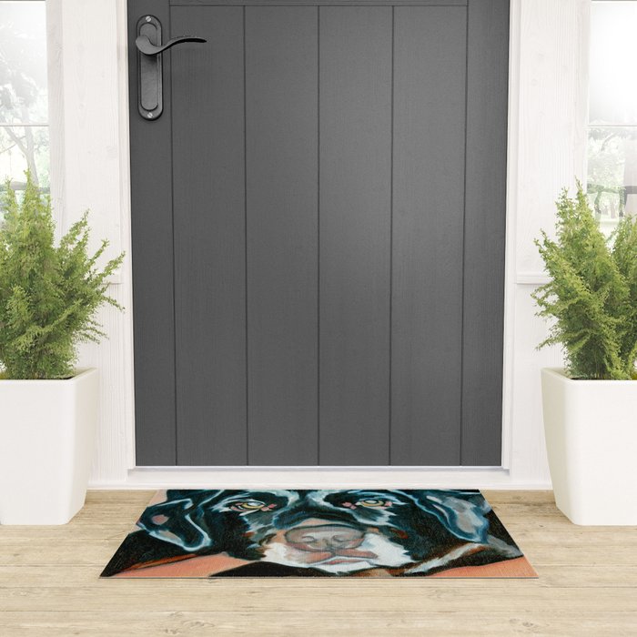 Daisy the Black Lab Dog Portrait Welcome Mat Gallery Image 3