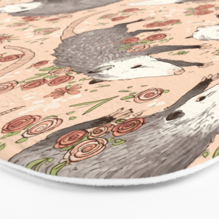 Opossum and Roses Bath Mat Gallery Image 3
