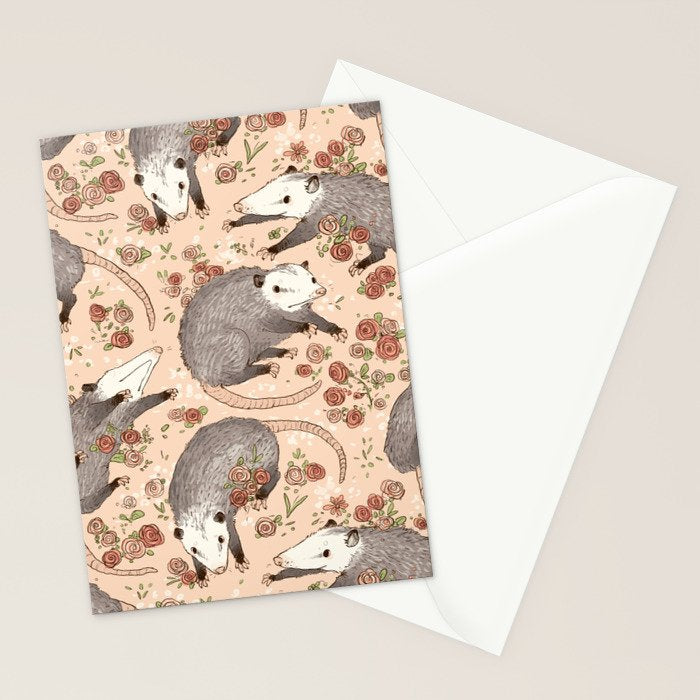 Opossum and Roses Stationery Card Gallery Image 2