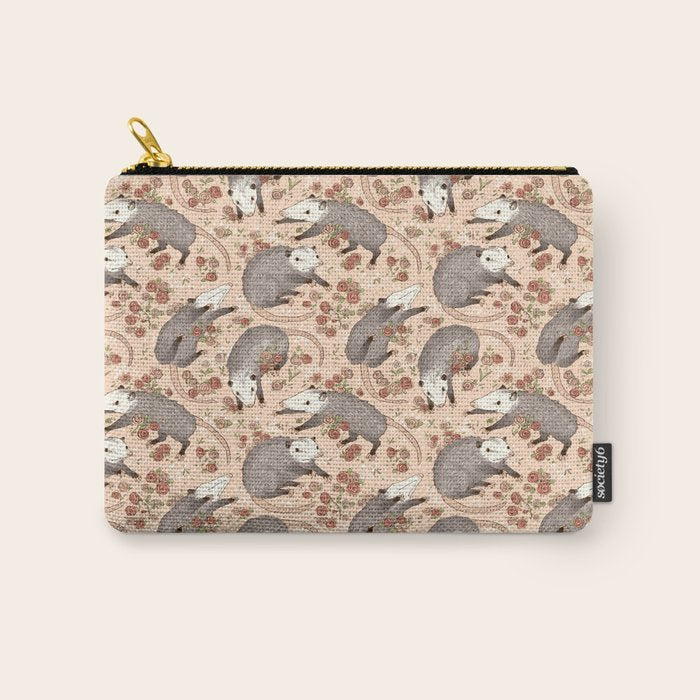 Opossum and Roses Carry All Pouch Gallery Image 1