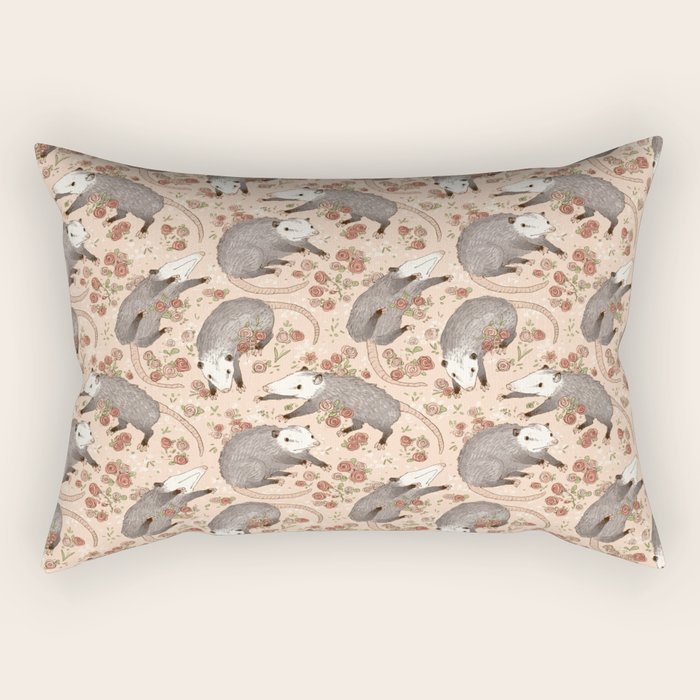 Opossum and Roses Rectangular Pillow Gallery Image 2