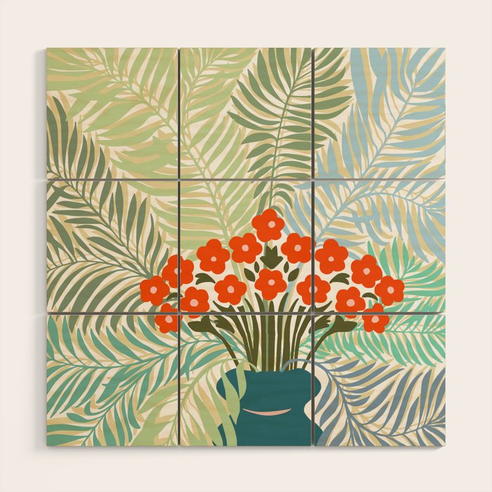 Palm tree leaf Bouquet  Wood Wall Art Gallery Image 1