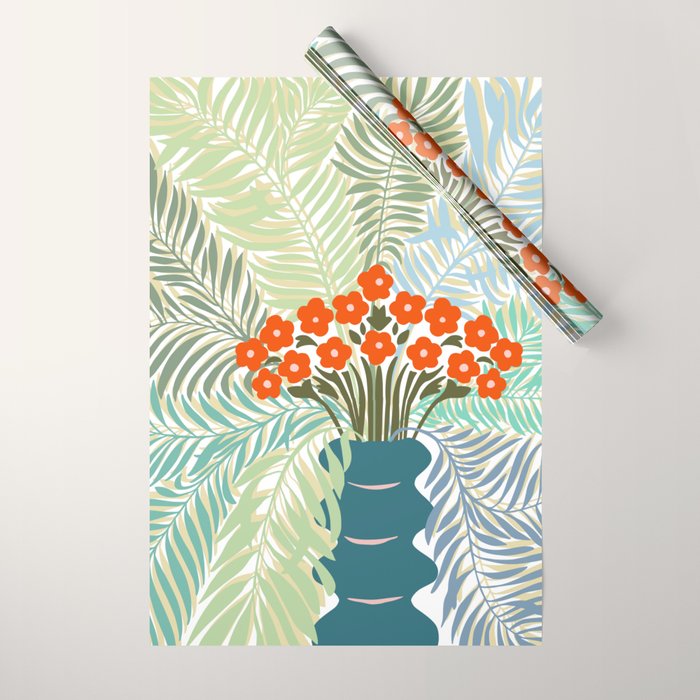 Palm tree leaf Bouquet  Wrapping Paper Gallery Image 1