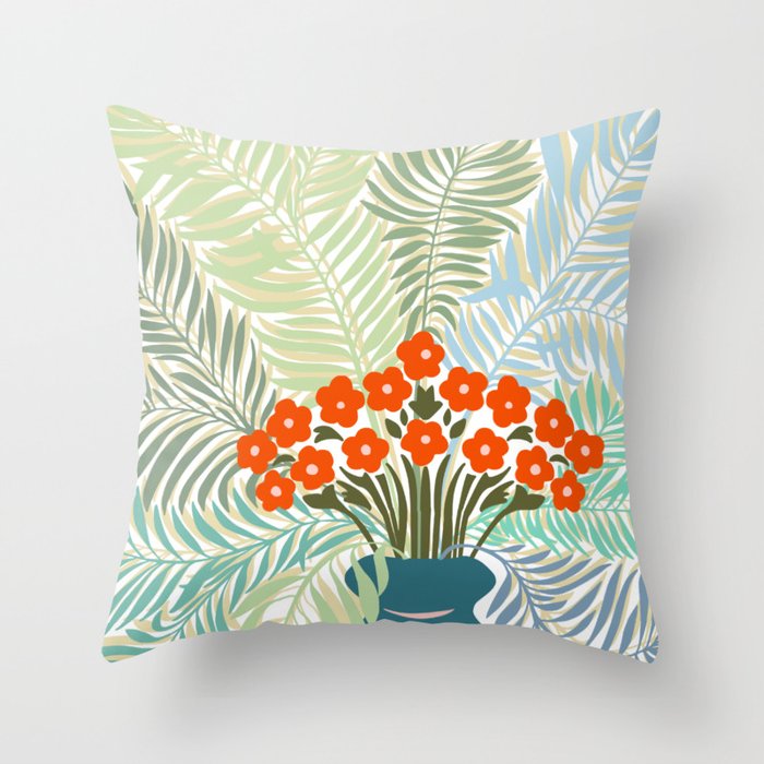 Palm tree leaf Bouquet  Throw Pillow Gallery Image 1