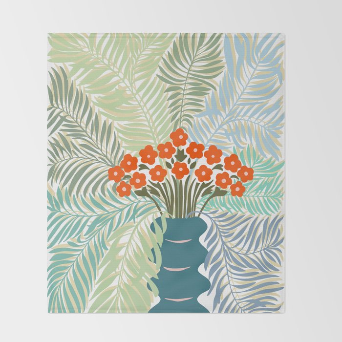 Palm tree leaf Bouquet  Throw Blanket Gallery Image 2