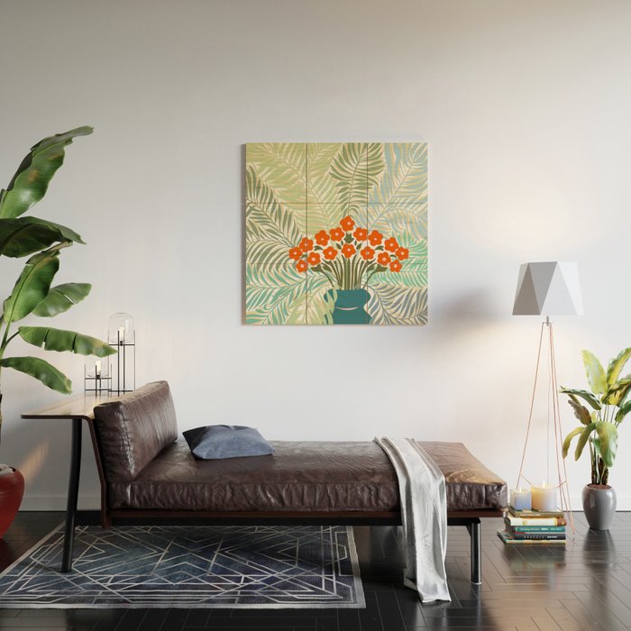 Palm tree leaf Bouquet  Wood Wall Art Gallery Image 2