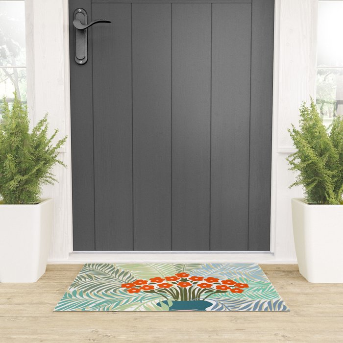 Palm tree leaf Bouquet  Welcome Mat Gallery Image 3