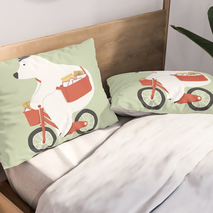 Polar bear postal express Pillow Sham Gallery Image 2