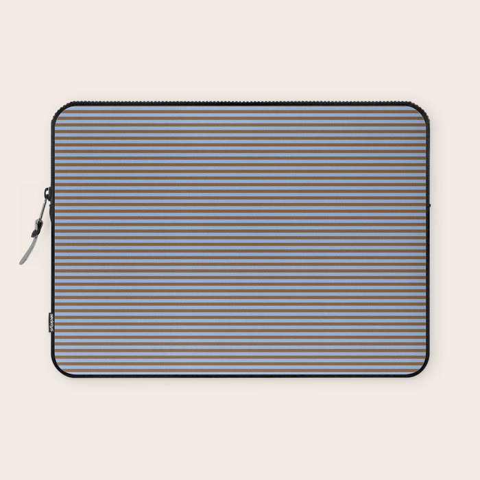 Narrow Stripes Pattern in Brown and Blue Laptop Sleeve Gallery Image 1