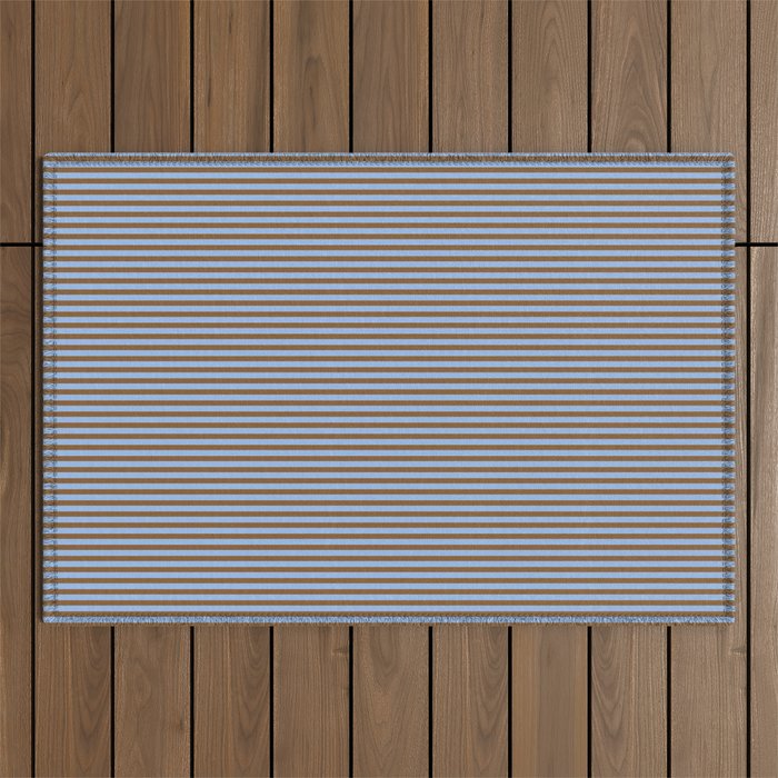 Narrow Stripes Pattern in Brown and Blue Outdoor Rug Gallery Image 1
