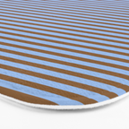 Narrow Stripes Pattern in Brown and Blue Bath Mat Gallery Image 3