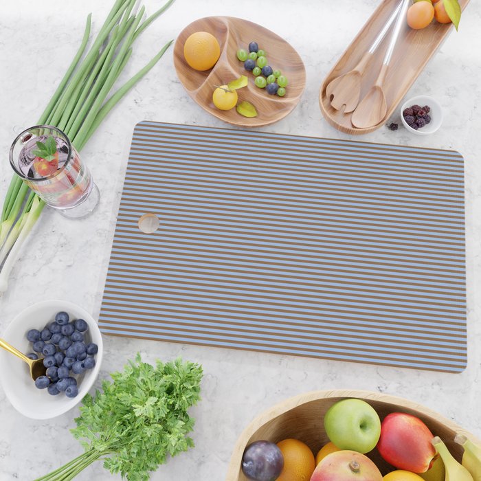 Narrow Stripes Pattern in Brown and Blue Cutting Board Gallery Image 2