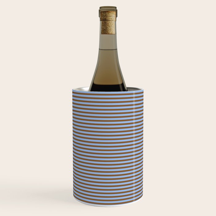 Narrow Stripes Pattern in Brown and Blue Wine Chiller Gallery Image 2