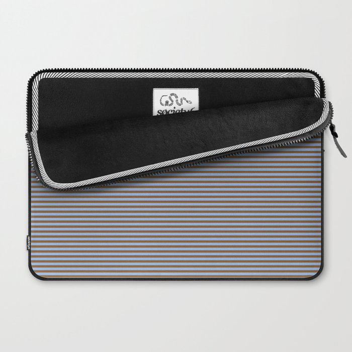 Narrow Stripes Pattern in Brown and Blue Laptop Sleeve Gallery Image 2
