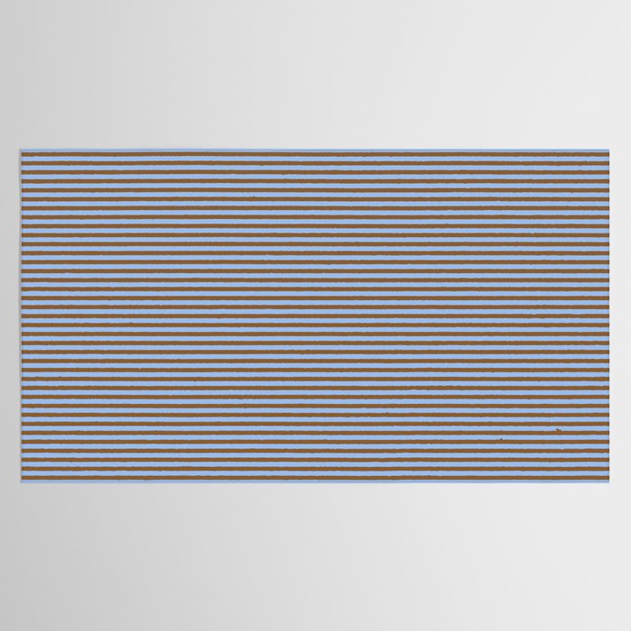 Narrow Stripes Pattern in Brown and Blue Tablecloth Gallery Image 2