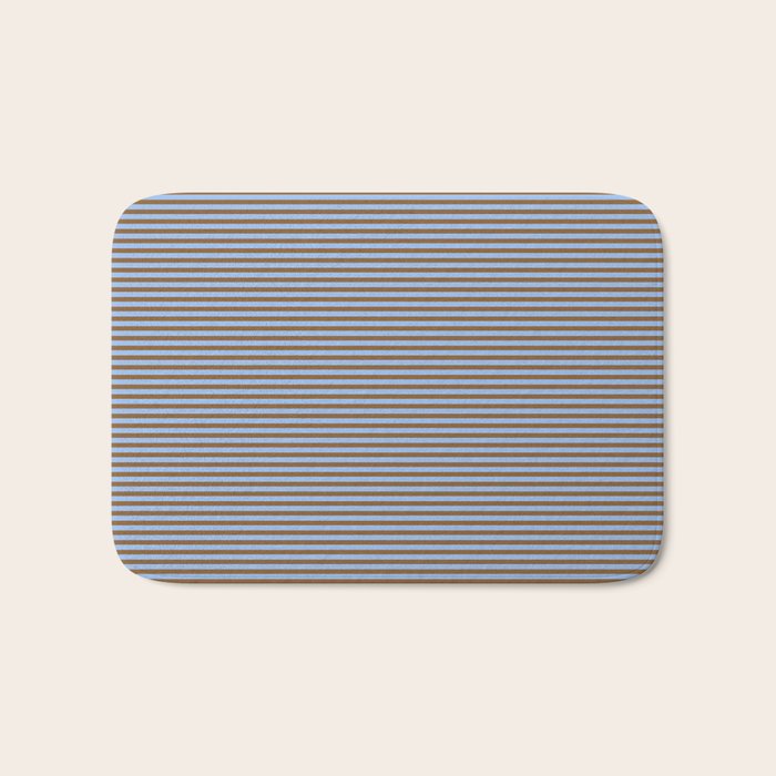 Narrow Stripes Pattern in Brown and Blue Bath Mat Gallery Image 1