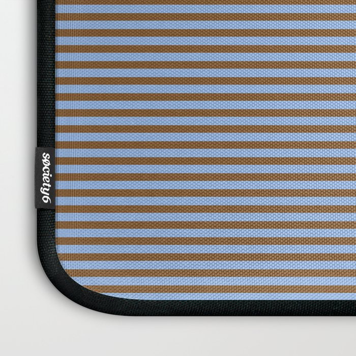 Narrow Stripes Pattern in Brown and Blue Laptop Sleeve Gallery Image 3