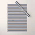 Narrow Stripes Pattern in Brown and Blue Wrapping Paper Gallery Image 1