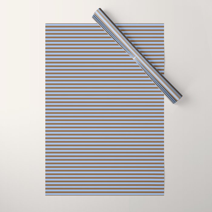 Narrow Stripes Pattern in Brown and Blue Wrapping Paper Gallery Image 1