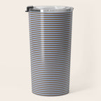 Narrow Stripes Pattern in Brown and Blue Travel Mug Gallery Image 3