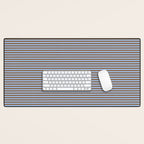 Narrow Stripes Pattern in Brown and Blue Desk Mat Gallery Image 1