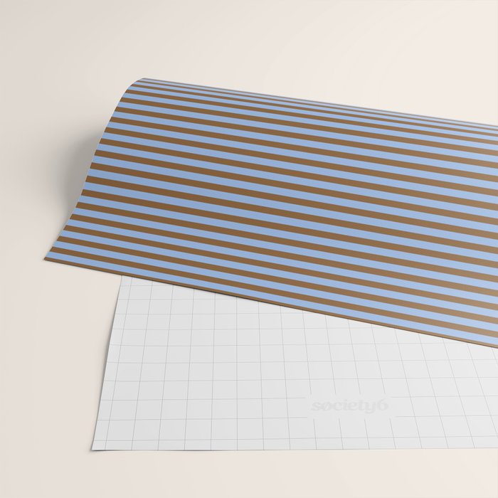 Narrow Stripes Pattern in Brown and Blue Wrapping Paper Gallery Image 2
