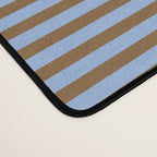 Narrow Stripes Pattern in Brown and Blue Desk Mat Gallery Image 4