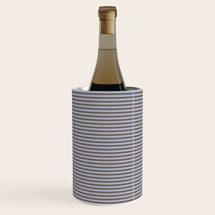 Narrow Stripes Pattern in Brown and Blue Wine Chiller Gallery Image 1