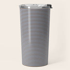 Narrow Stripes Pattern in Brown and Blue Travel Mug Gallery Image 2