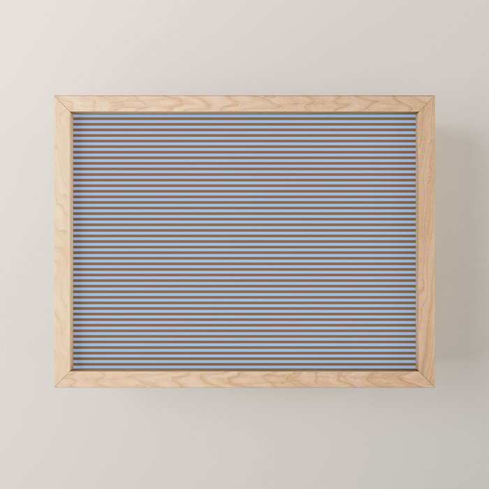 Narrow Stripes Pattern in Brown and Blue Mini Art Print Gallery Image 1