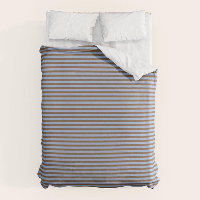 Narrow Stripes Pattern in Brown and Blue Duvet Cover Gallery Image 6