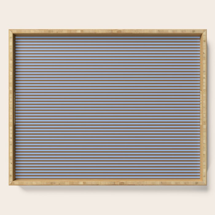 Narrow Stripes Pattern in Brown and Blue Serving Tray Gallery Image 1