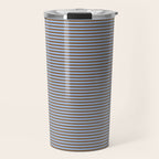 Narrow Stripes Pattern in Brown and Blue Travel Mug Gallery Image 1