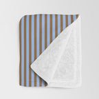 Narrow Stripes Pattern in Brown and Blue Throw Blanket Gallery Image 3