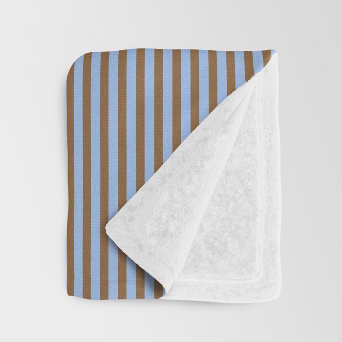 Narrow Stripes Pattern in Brown and Blue Throw Blanket Gallery Image 3