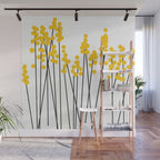 Hello Spring! Yellow/Black Retro Plants on White #decor #society6 #buyart Wall Mural Gallery Image 1